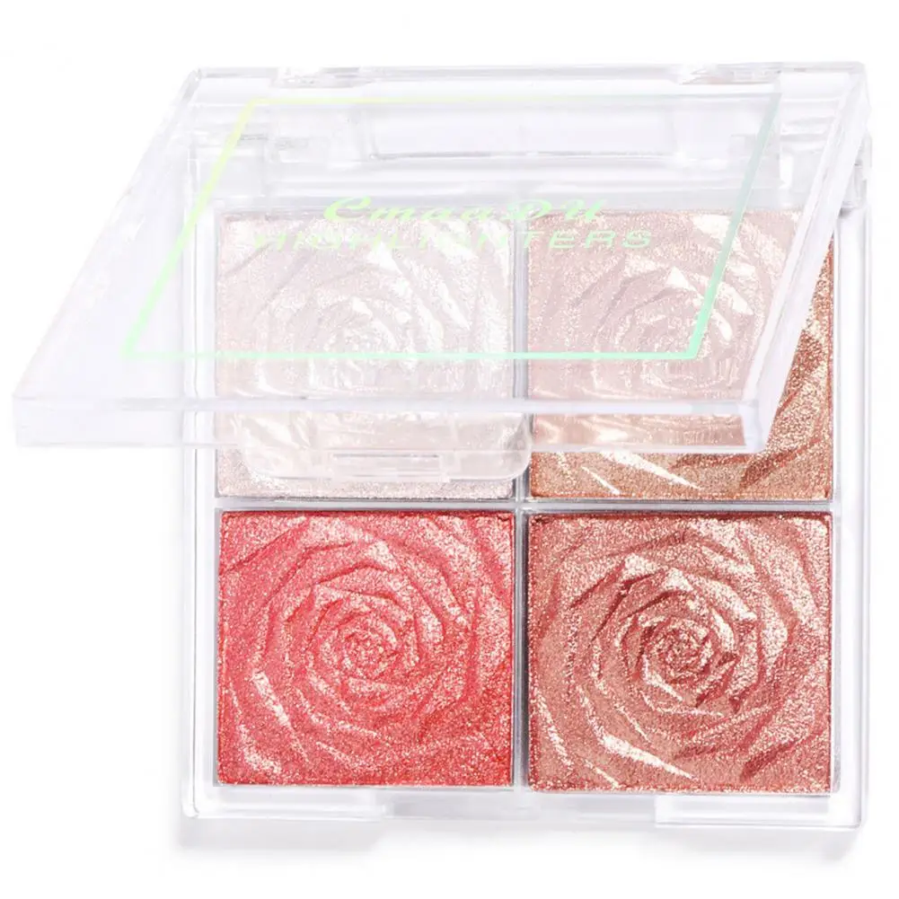 Blush Palette Long Lasting Waterproof Silky 4-Color Highlighter Eyeshadow Blush Palette for Party Makeup Beauty Health