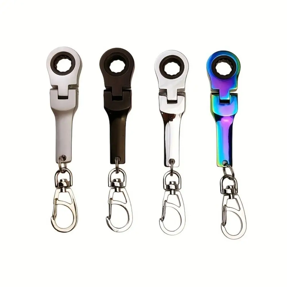 Durable 10mm Ratchet Wrench Metal Adjustable Mini Keychain Keyring Handle Tool Key Chain