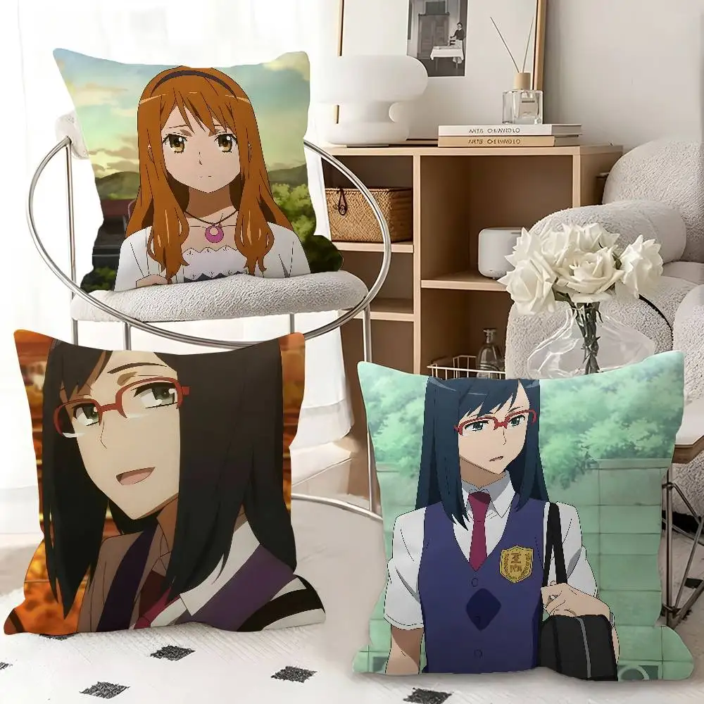 1pc Anohana The Flower We Saw That Day Pillow Case Fashion Square Pillowcase Bedroom Sofa Room Ins Decoration Leisure