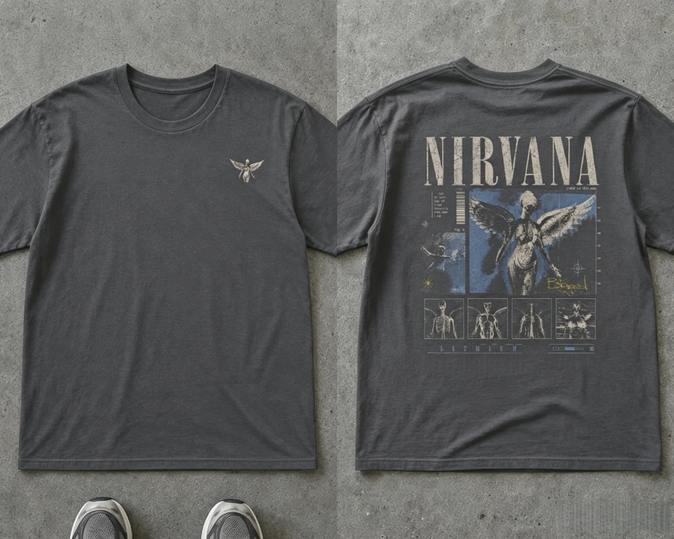 Nirvana Lithium Vintage Angel Baumwoll-T-Shirt 2026 Sommer Herren Damen Retro Übergroß Locker Streetwear Y2k-Stil Sportbekleidung – Detail 8