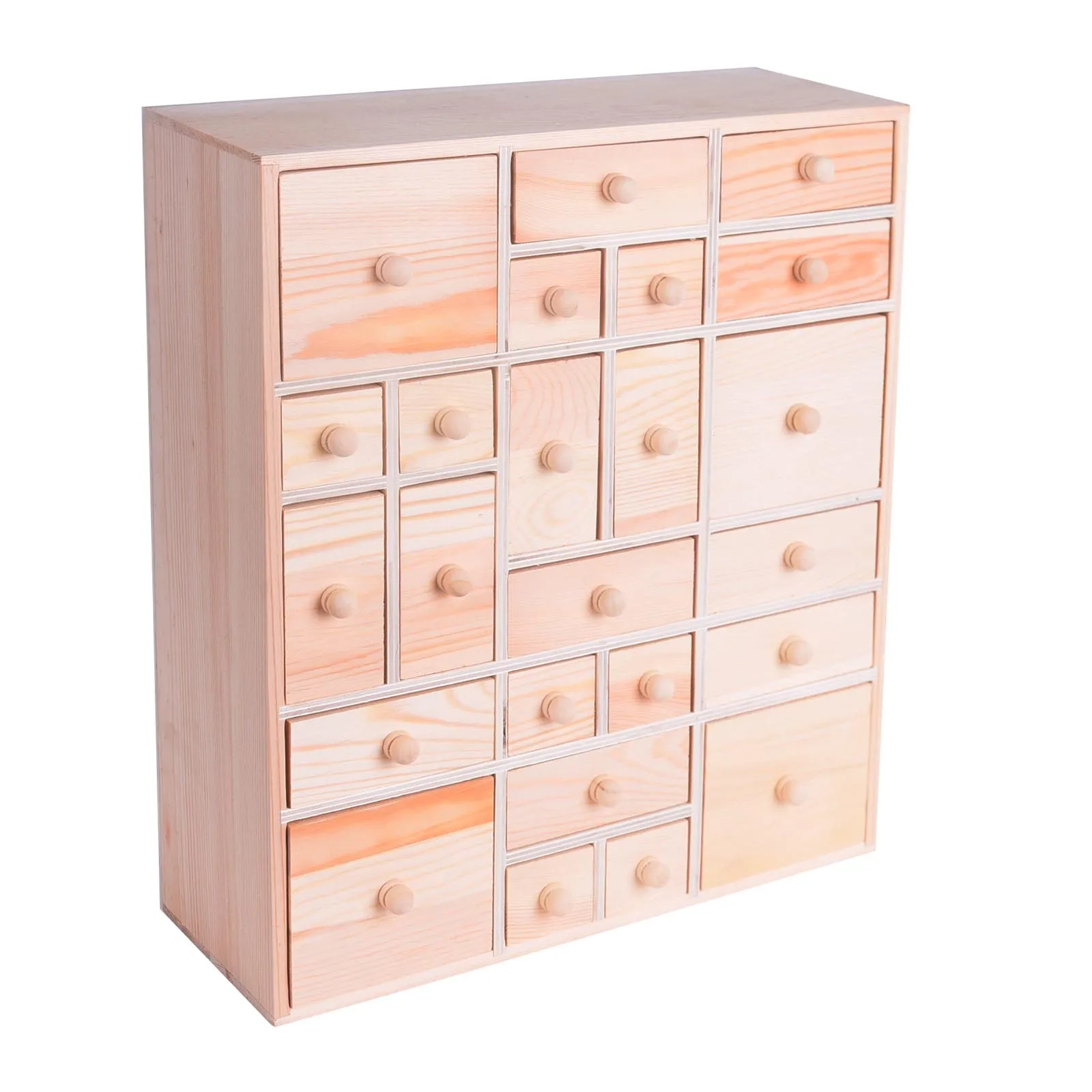 

Wooden DIY Countdown to Advent Calendar with 24 Drawers,Craft Storage Desktop Organizer,Apothecary Cabinet or Unfinished Wood