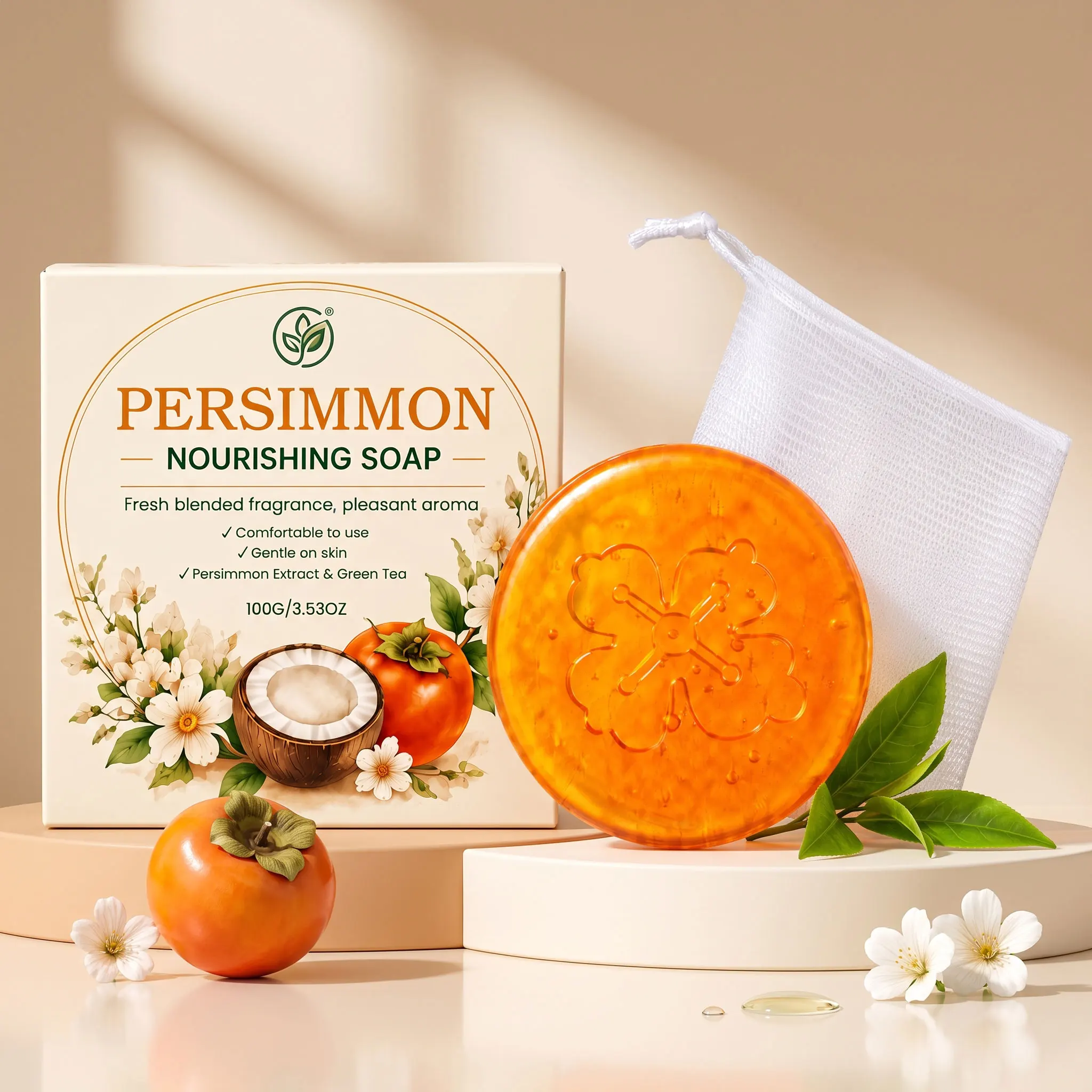 Persimmon Nourishing Soap Fresh Natural Aroma Rich Creamy Lather Handmade Bath Soap For Daily Skin Cleansing And Nourishment