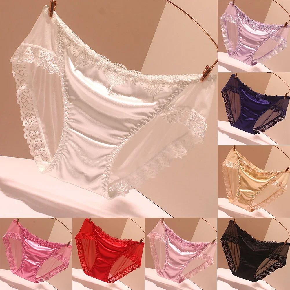 Women Secret Clothes Oily Shiny Traceless Satin Silky Soft Female Underwear Women's Panties Lightweight Breathable Sexy Briefs