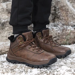 2025 inverno uomo arrampicata in montagna stivali da Trekking all'aperto antiscivolo impermeabile confortevole peluche caldo Sneakers stivali da neve Casual