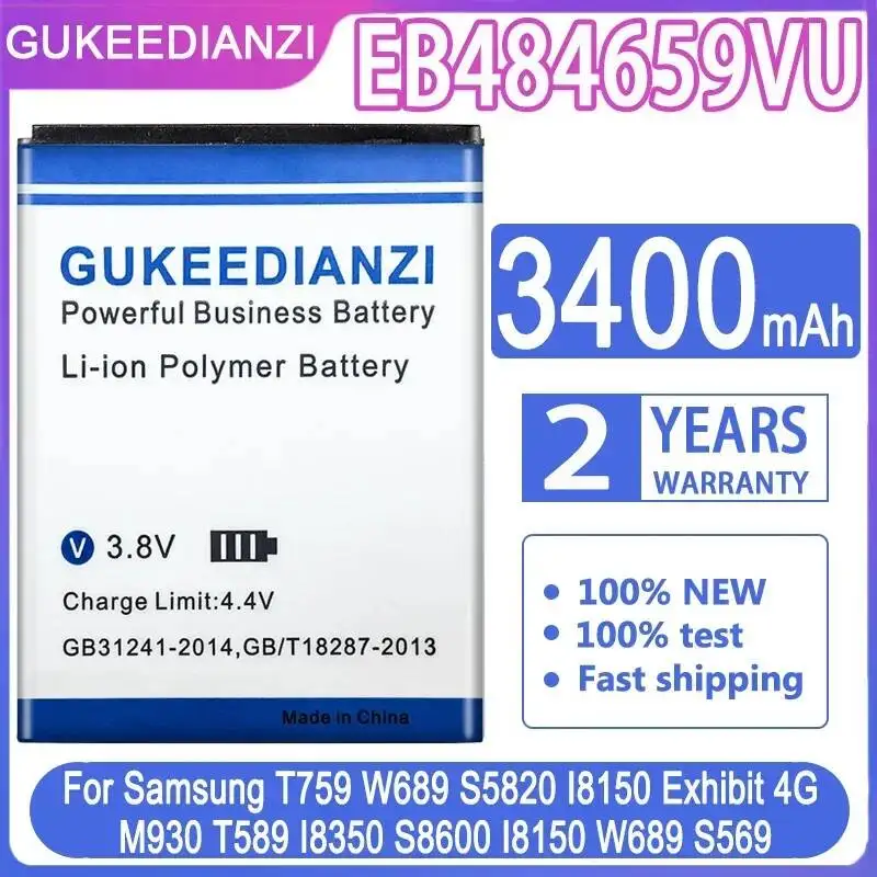 Аккумулятор для мобильного телефона EB484659VU 3400 мАч для Samsung T759 W689 S5820 I8150 Exhibit 4G M930 T589 I8350 S8600 I8150 W689 S569 Аккумулятор для мобильного телефона EB484659VU 3400 мАч для Samsung T759 W689 S5820 I8150 Exhibit 4G M930 T589 I8350 S8600 I8150 W689 S569