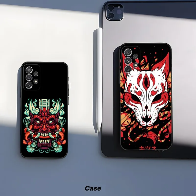 Japanese Oni Hannya Samurai Demon Mask Phone Case For Redmi 8 10 Poco X3 9 X3Nfc 12 9T X3 9A 10 Pro Note 12 11 X5 Pro 8 Plus 11