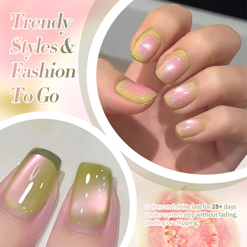 BORN PRETTY 10 ml Guave-Farbe, rosa, helles Katzen-Magnetgel, funkelnde grüne Glasperle, Soak Off UV-Gel, Maniküre, Nagelkunst-Lack – Detail 5