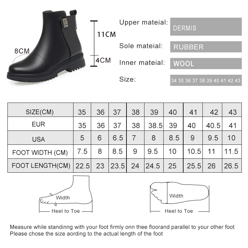 Women's Snow Boots Anti slip 2025 Winter New Genuine Leather Women's Ankle Boots Wool Large 41 42 43 Women's Ankle Boots