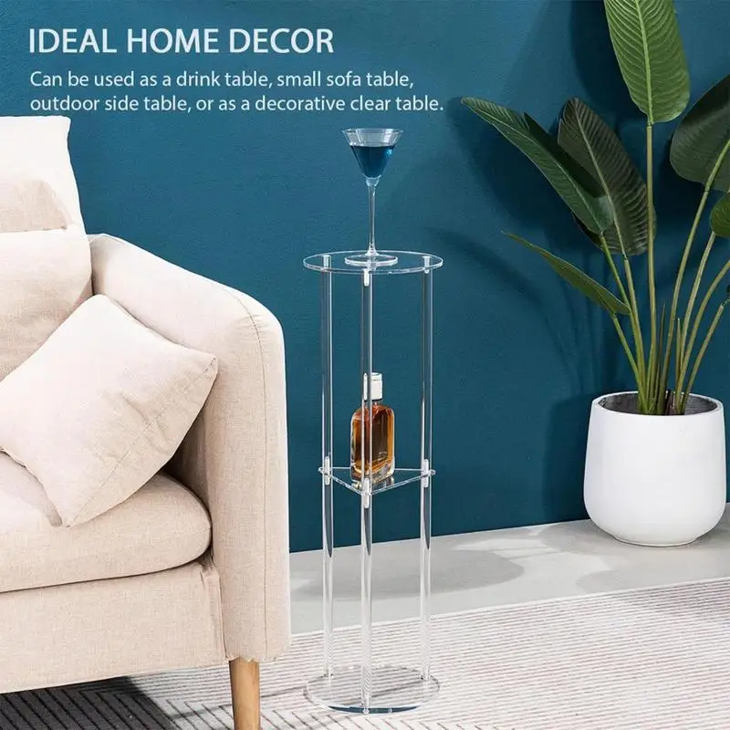 3 Tier Acrylic Side Table Clear Acrylic Drink Table For Living Room Acrylic Nightstand/Bedside Table For Bedroom Small End Table