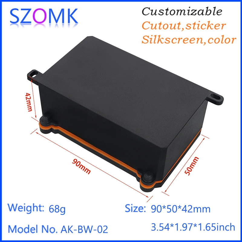 SZOMK AK-BW-02 90*50*42mm Custom Outdoor PC Flame Retardant IP68 Waterproof Electrical Plastic Enclosures Housing