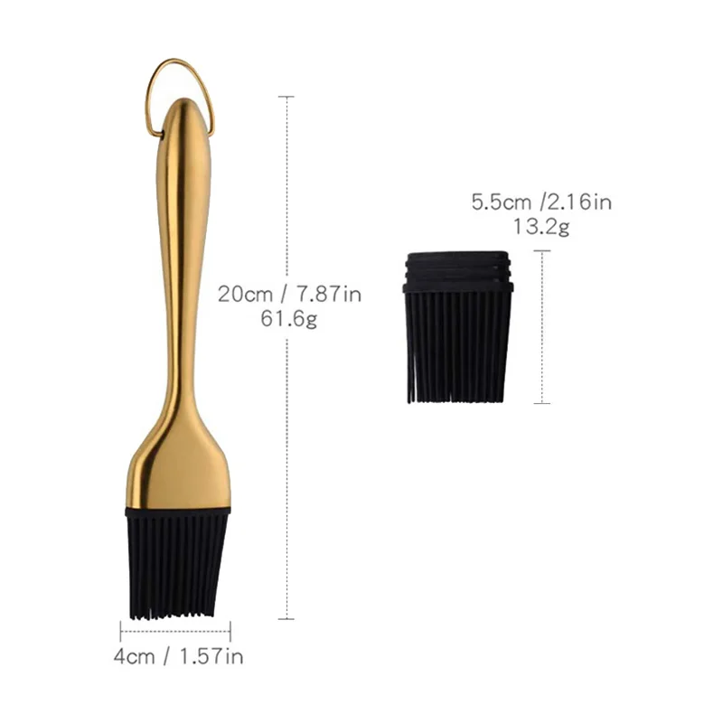 1 Pcs Oil Brushes Stainless Steel Silicone Kitchen BBQ Grilling Baking Cooking Brushes Barbecue Cooking Tools-B &LICG