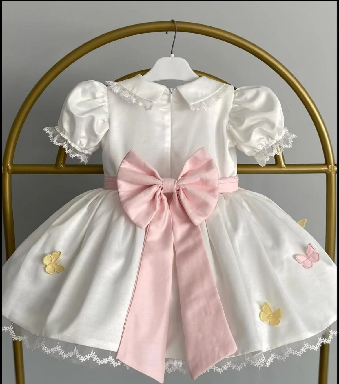 Summer Girl Sweet Elf Girl Butterfly White Puffy Smocked Dress for Casual Party Birthday Wedding Photography