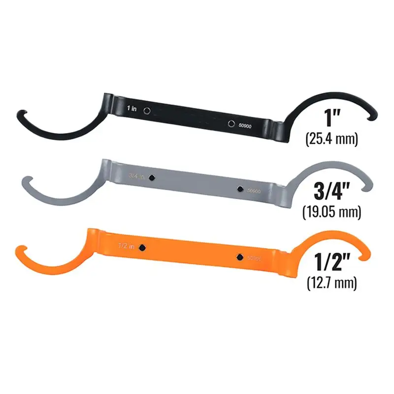 6-Piece Conduit Lockout Wrench Set, Tighten And Loosen Locknuts In Tight Spaces, 1/2, 3/4 And 1-Inch, Offset Bends 50900-AT36