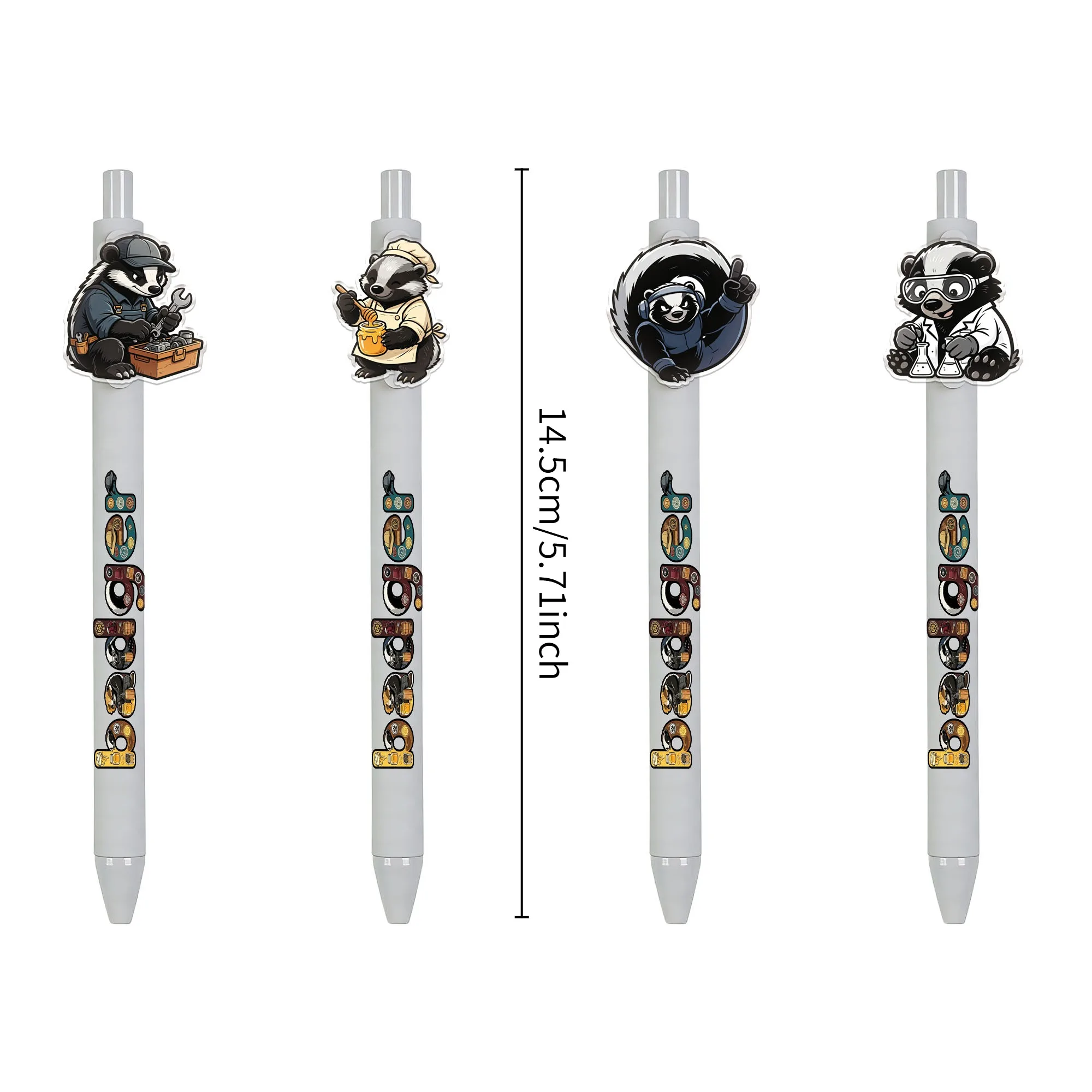 15Pcs Honey Badger Theme Ballpoint Pens, Smooth Writing, Suitable for Office and Daily Use, Easy to Use, Random Patterns