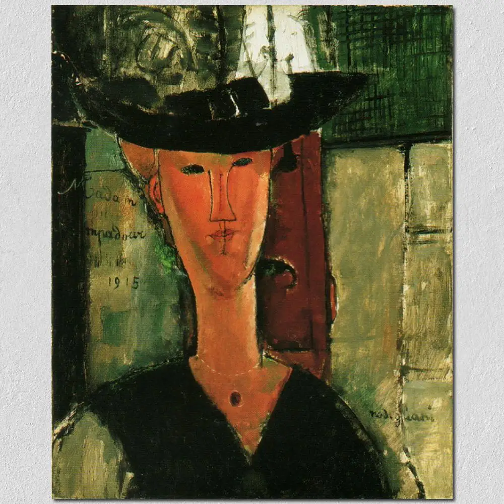 Amedeo Modigliani Picture Reproduction Madam Pompadour High Quality Oil on Canvas Woman Portrait Art Painting Handmade Unframed