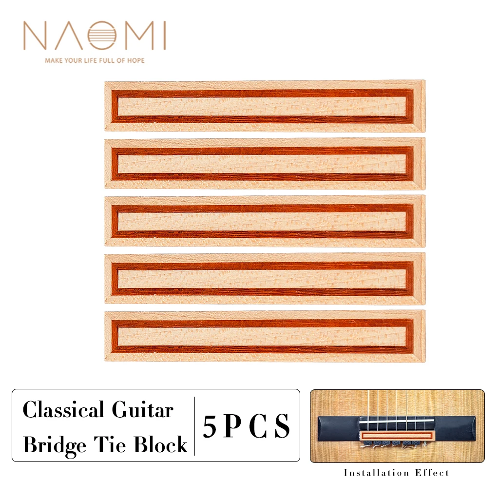 NAOMI 5pcs Classical Guitar String Ties Block Guitar Bridge Inlay Rosewood DIY Guitar Guitarra Luthier Wood Easy To Install