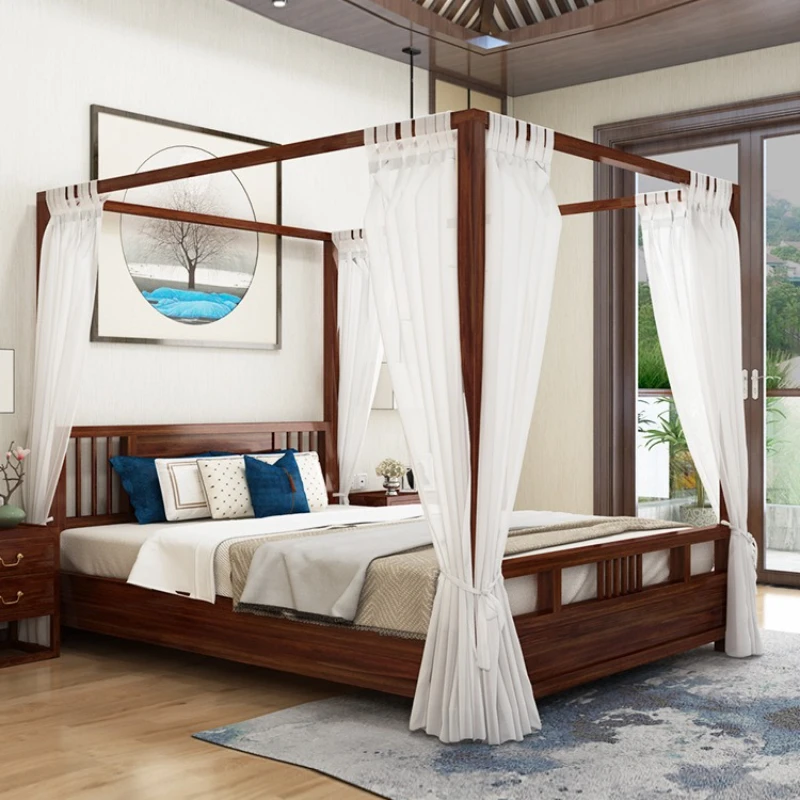 Shelf bed ancient zen double classical four poster antique