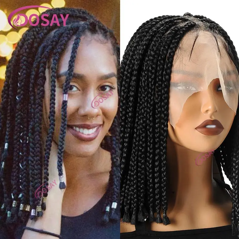 Synthetic 10 inches Full Lace Frontal Braided Wigs Cornrows Knotless Box Braided Wigs For Black Women Faux Lace Locs Braids Wig