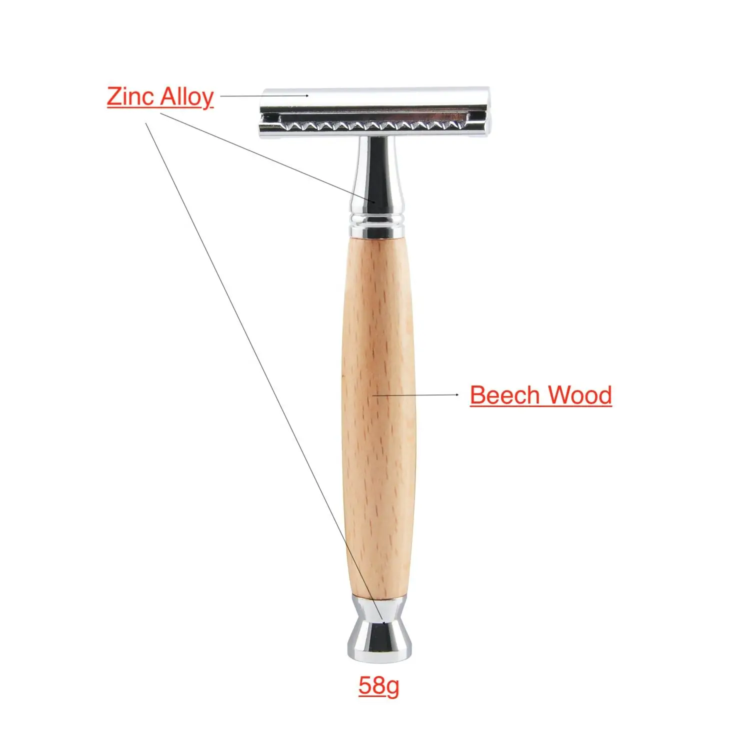 Premium 4-Piece Shaving Set: Beechwood Safety Razor, Badger Hair Shaving Brush, Stand, and Soap Bowl