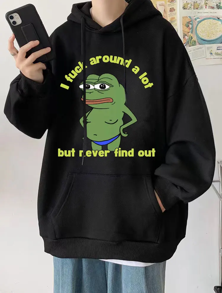 Funny Pepe The Frog Meme Graphic Hoodie Men Women Harajuku Cartoon Humor Sweatshirts Man Cool Gothic Oversized Pullovers Hoodies