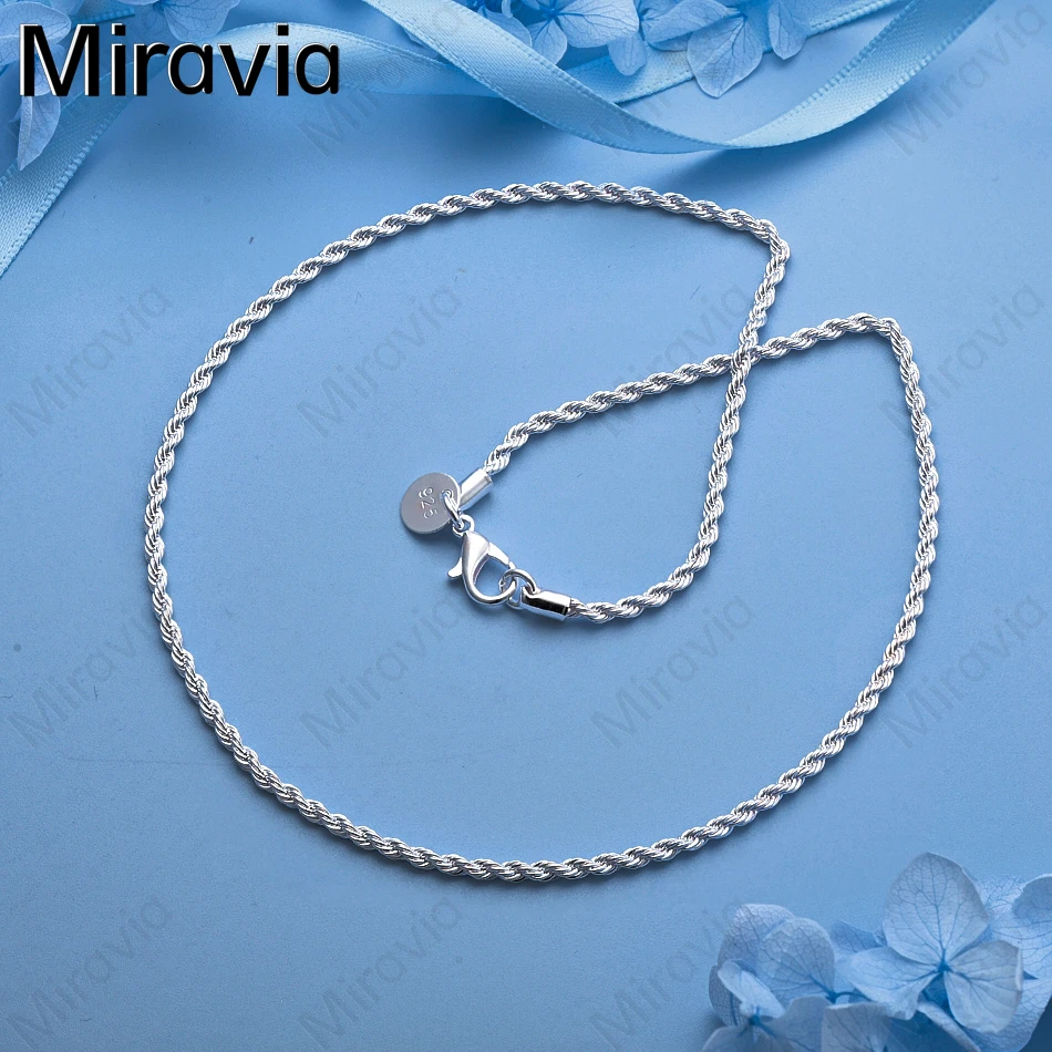 

Miravia 925 Sterling Silver 2mm Twisted Rope Necklace For Women, Commuter Accessory, Christmas Gift Jewelry