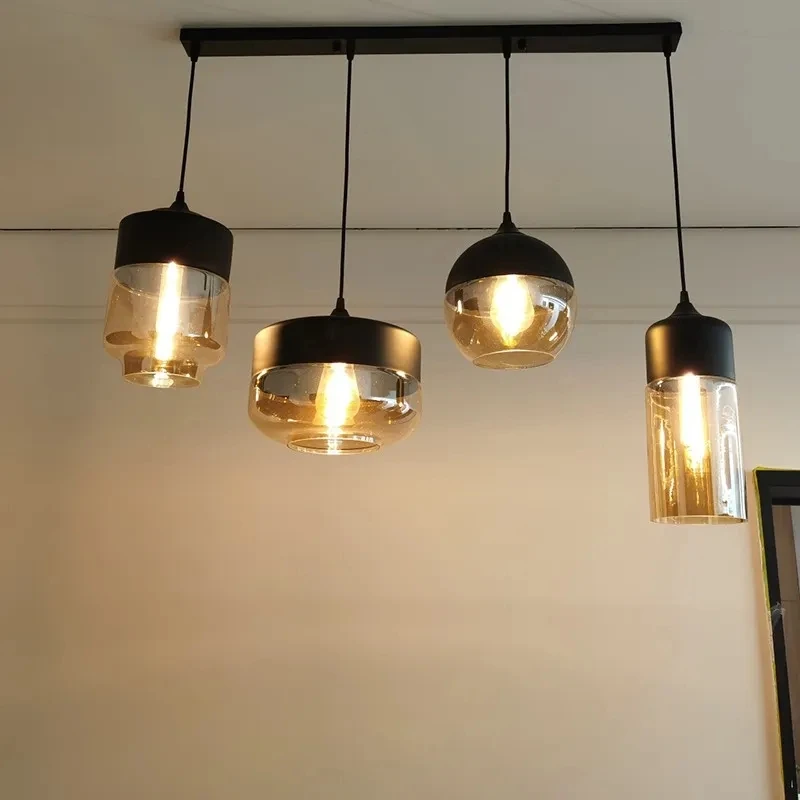 Simple Modern Bar Ceiling chandelier Creative Single Head Bar Hanging light Industrial Retro Glass Pendant lamp