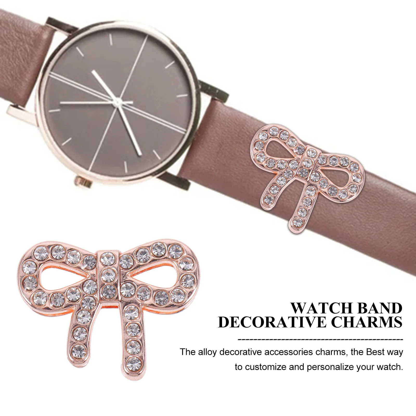 5pcs Butterfly Knot Accessories Watch Band Decorative Charms Alloy Strap Rings For Women Birthday Christmas Thanksgiving