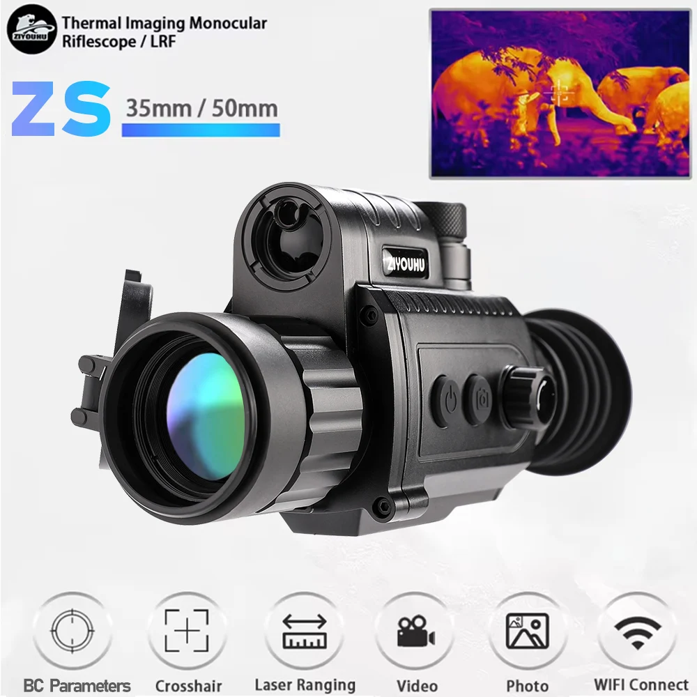 

ZIYOUHU ZS335/ZS650 Thermal Monocular Camera WIFI 8x Zoom for Dark Hunting 35mm/50mm Thermal Imaging with Ranging BDC