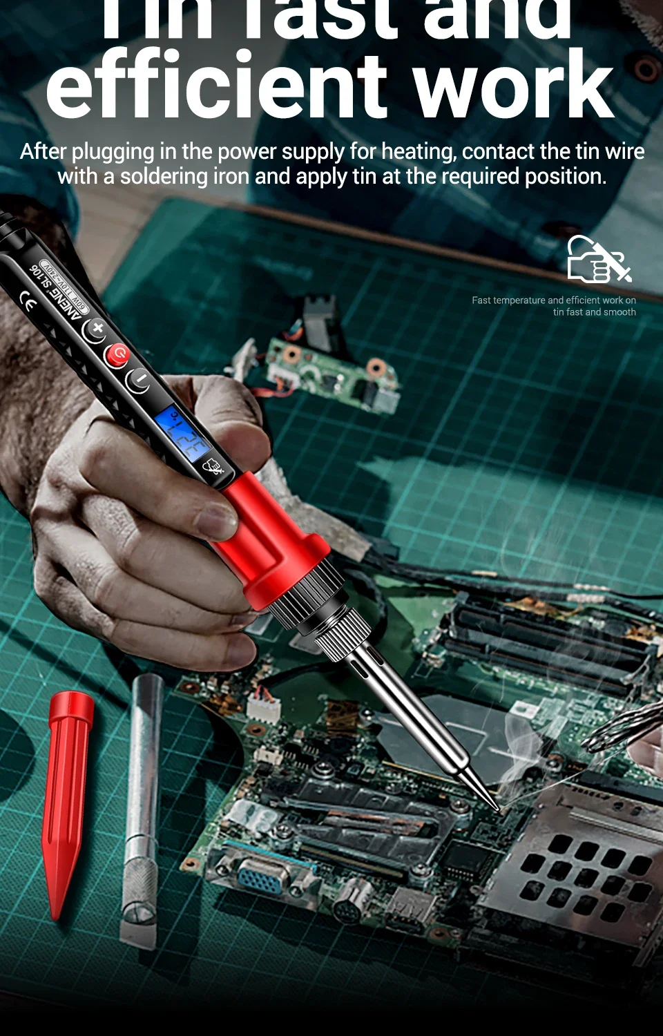 ANENG SL106 Electric Soldering Irons Adjustable Temperature 110V/220V Welding Solder US/EU Plug Professional Repair Welding Tool