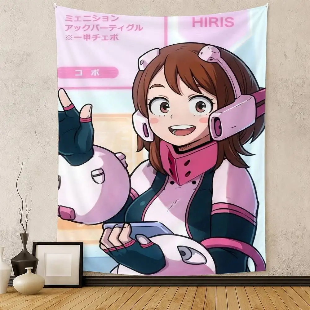 Ochaco Uraraka Japanese Anime Flag Digital Printing Banner for Garage Wall Out Door Decoration