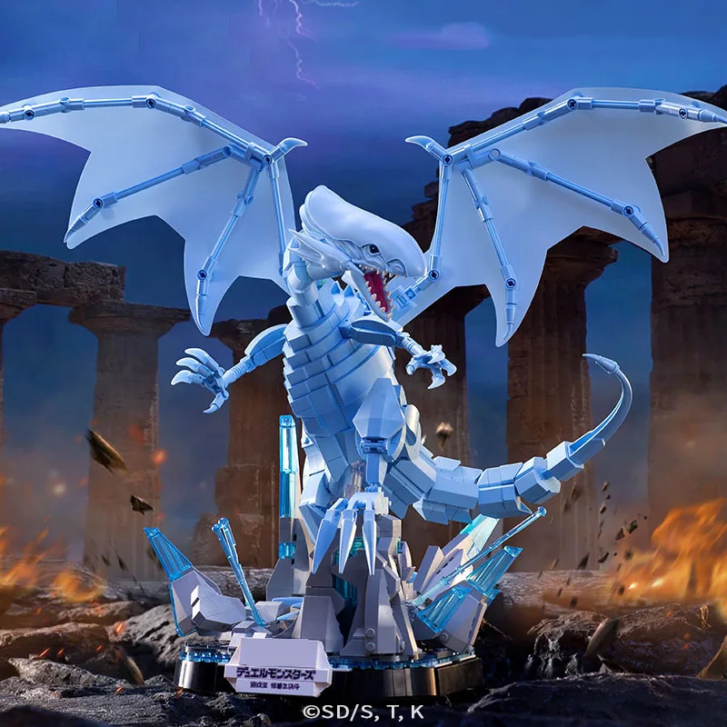 Japan Duel Game Anime Monsters Card Building Brick Blue Eyes White Dragon Block Black Magician Model Toy Collection With Light