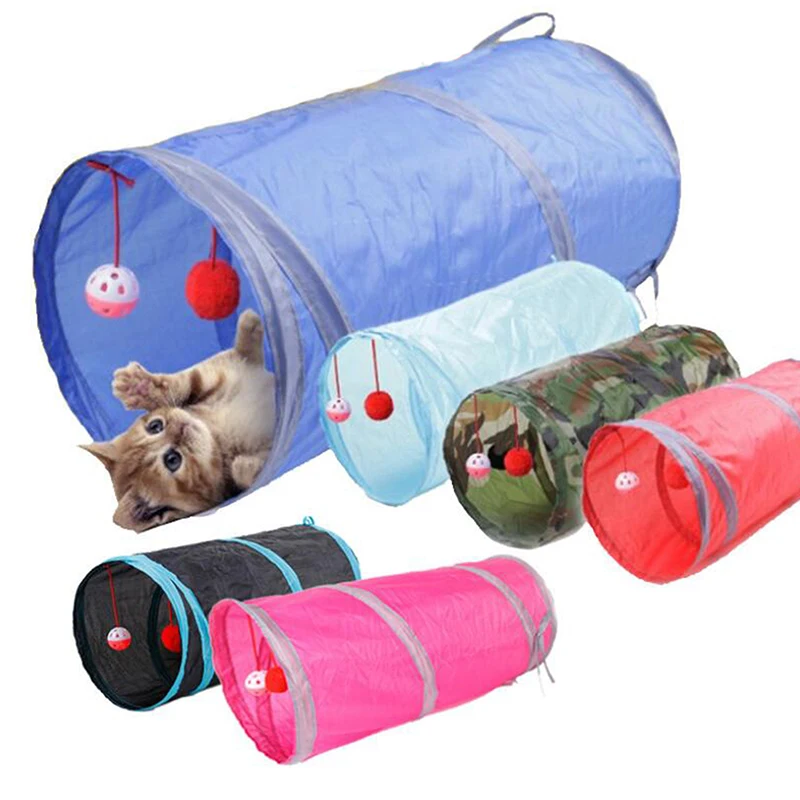 Foldable Cat Kitten Play Tunnel Rabbit Cave Passageway Tubes Pet Bell Small Passage Hiding Toy