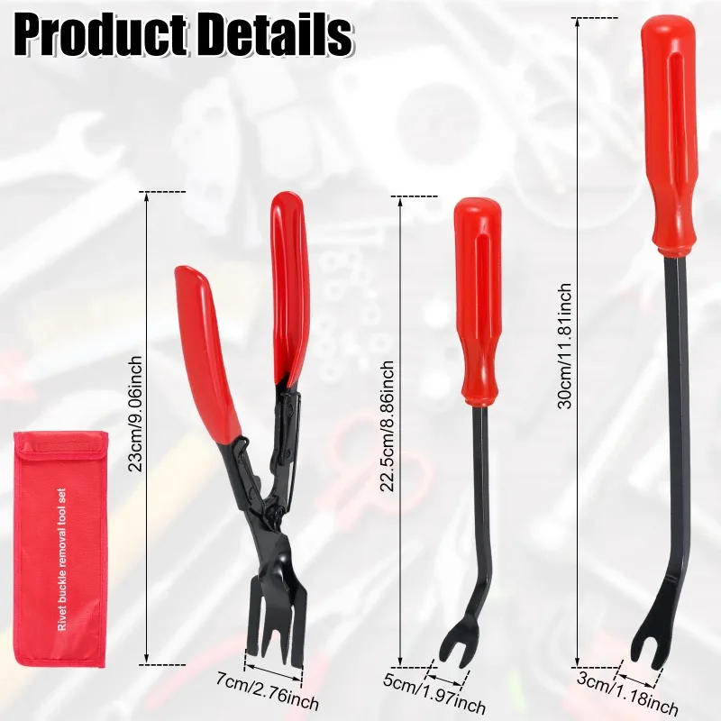 Set Alat Pembuka Klip Mobil 3 Pcs, Alat Pembuka Rivet Trim Otomatis, Kit Alat Perbaikan Panel Pintu Mobil Anti Selip, Alat Perbaikan Dashboard