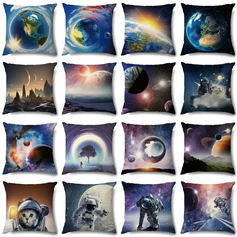 

Home Soft Garden Chair Cushion Cover Cosmic Blue Planet Pillowcase pillowcase Fantasy Astronaut