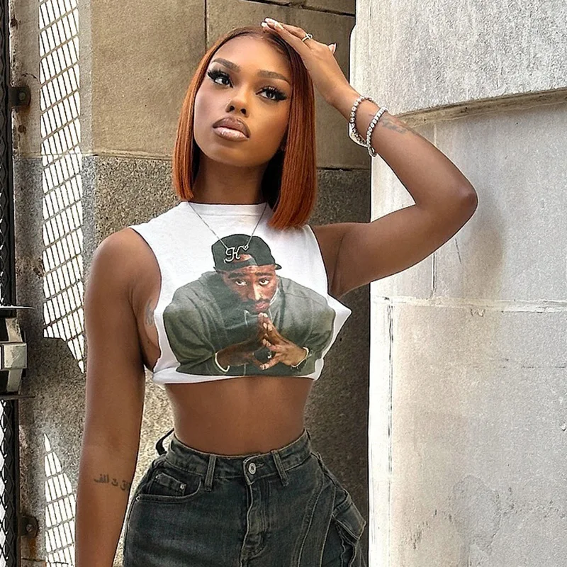 

Sexy Graphic T Shirts Fashion Top Printed Sweatshirts Streetswear 2025 Summer Clothes Women Y2K Cropped Tank Tops Tees