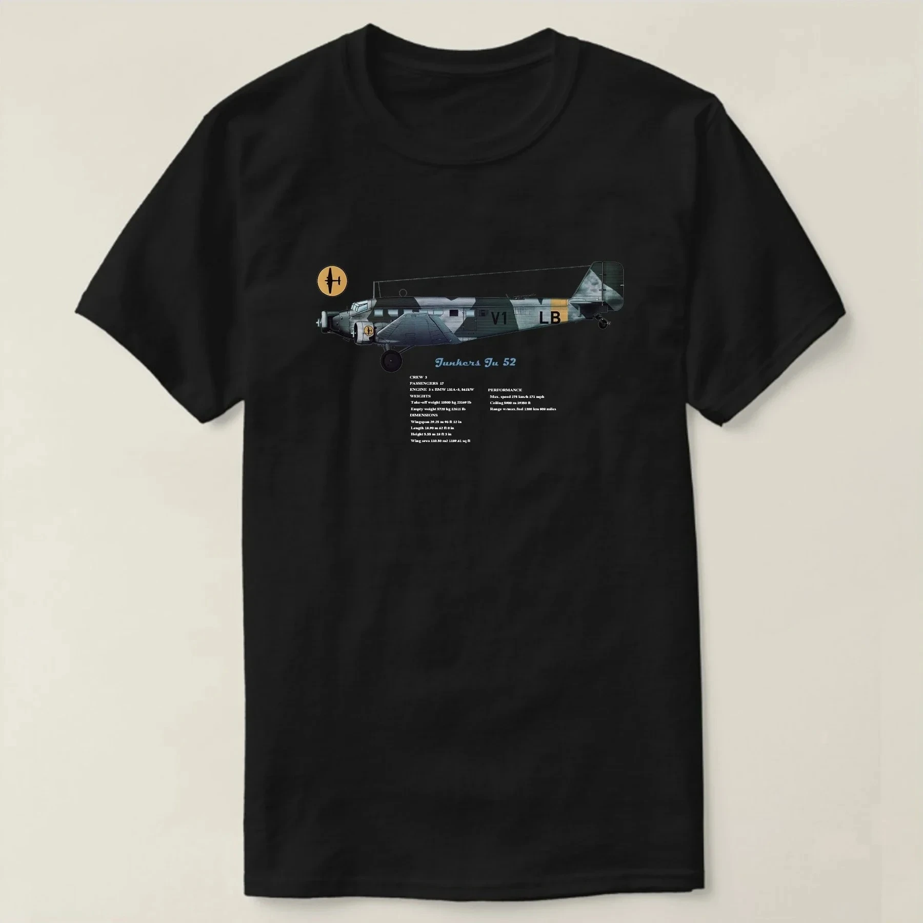 Junkers Ju 52 3M Transport Aircraft T-Shirt Short Sleeve Casual 100% Cotton O-Neck Summer Mens T-shirt Size S-3XL