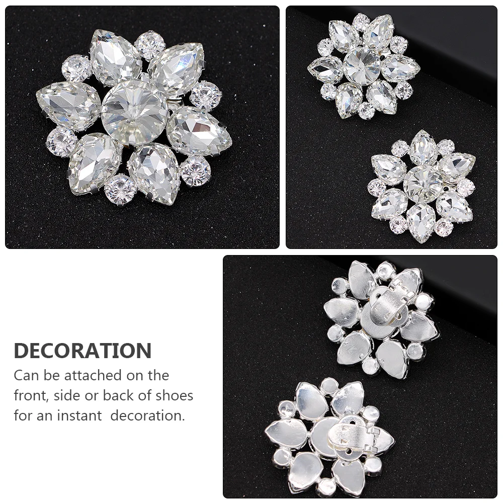 Rhinestone Shoes Decoration Charms Water Drop Buckle Clip Detachable Silver Alloy Crystal Buckles