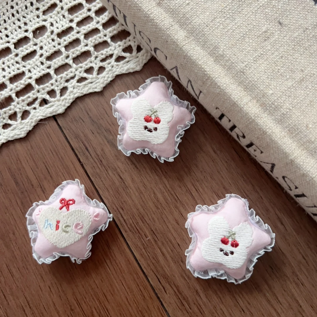 High Quality Soft Stuffed Lace Five Point Star Hair Clip Brooch Pin Handmade for Shoes Socks Bag Clothing Embellishment