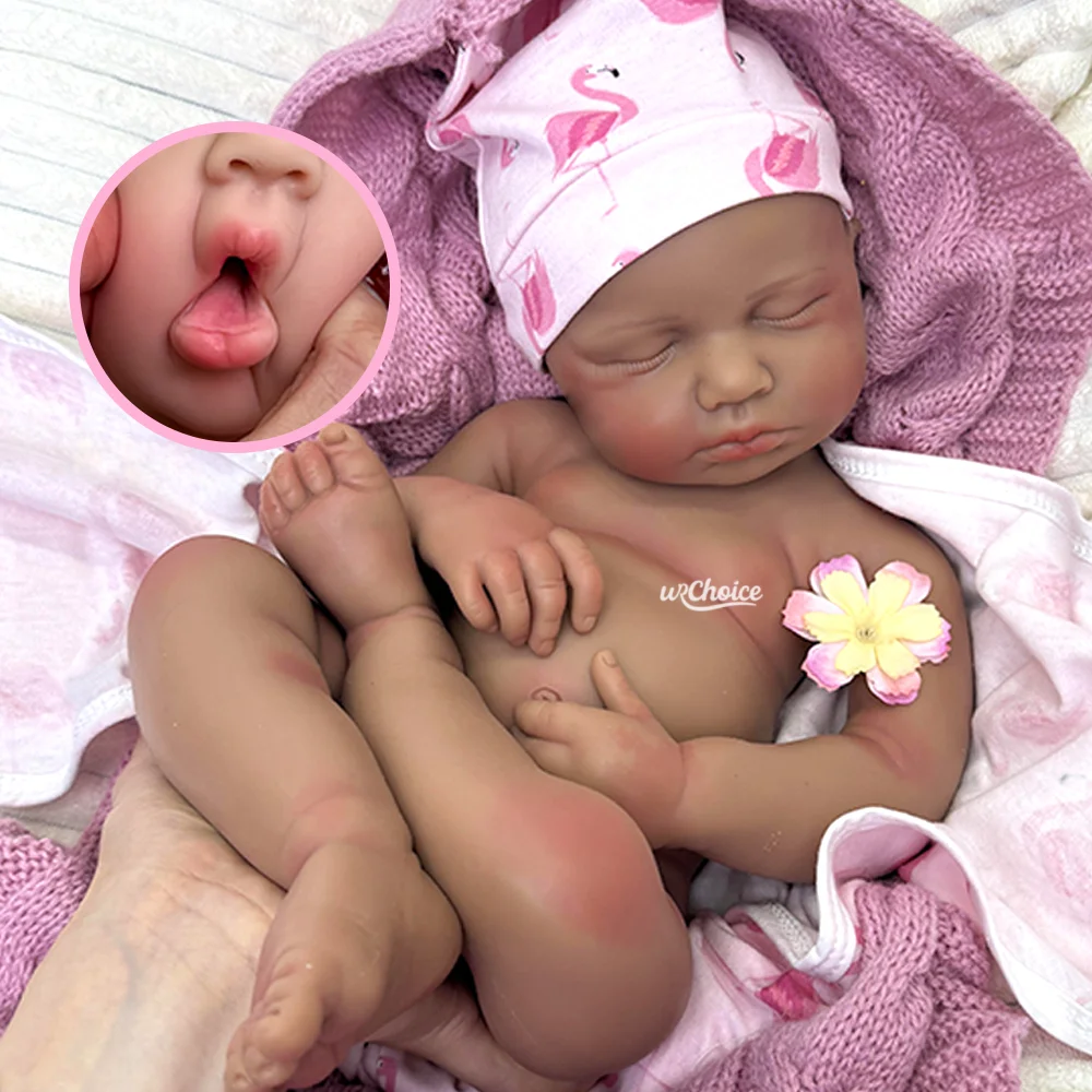 

20Inch Soft Silicone Newborn Baby Black Doll Reborn Baby Doll Handmade Soft Newborn Bebe Lifelike Girl & Boy Artist Collection
