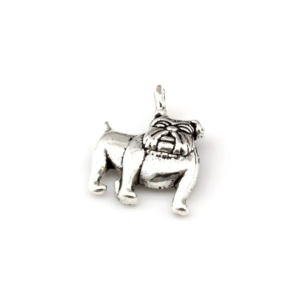 100Pcs Alloy Cute Bulldog Charms Pendants For Jewelry Making Bracelet Necklace DIY Accessories 13x17mm  A-225