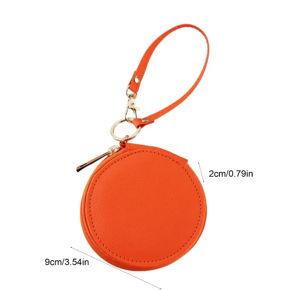 PU Leather PU Leather Coin Purse Bag Pendant Keychain Korean Style Round Wallet Earphone Bag Zipper Small Storage Bag