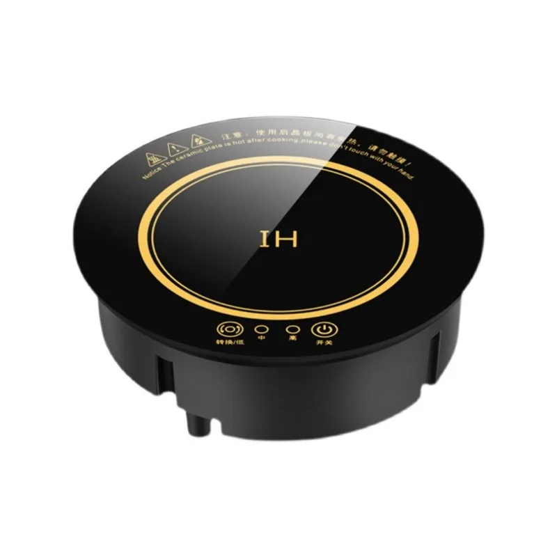 800W Round Built‑In Mini Induction Cooktop Low Power RV Camper Trailer Modification Accessory For Vehicle Kitchen Cooking Use