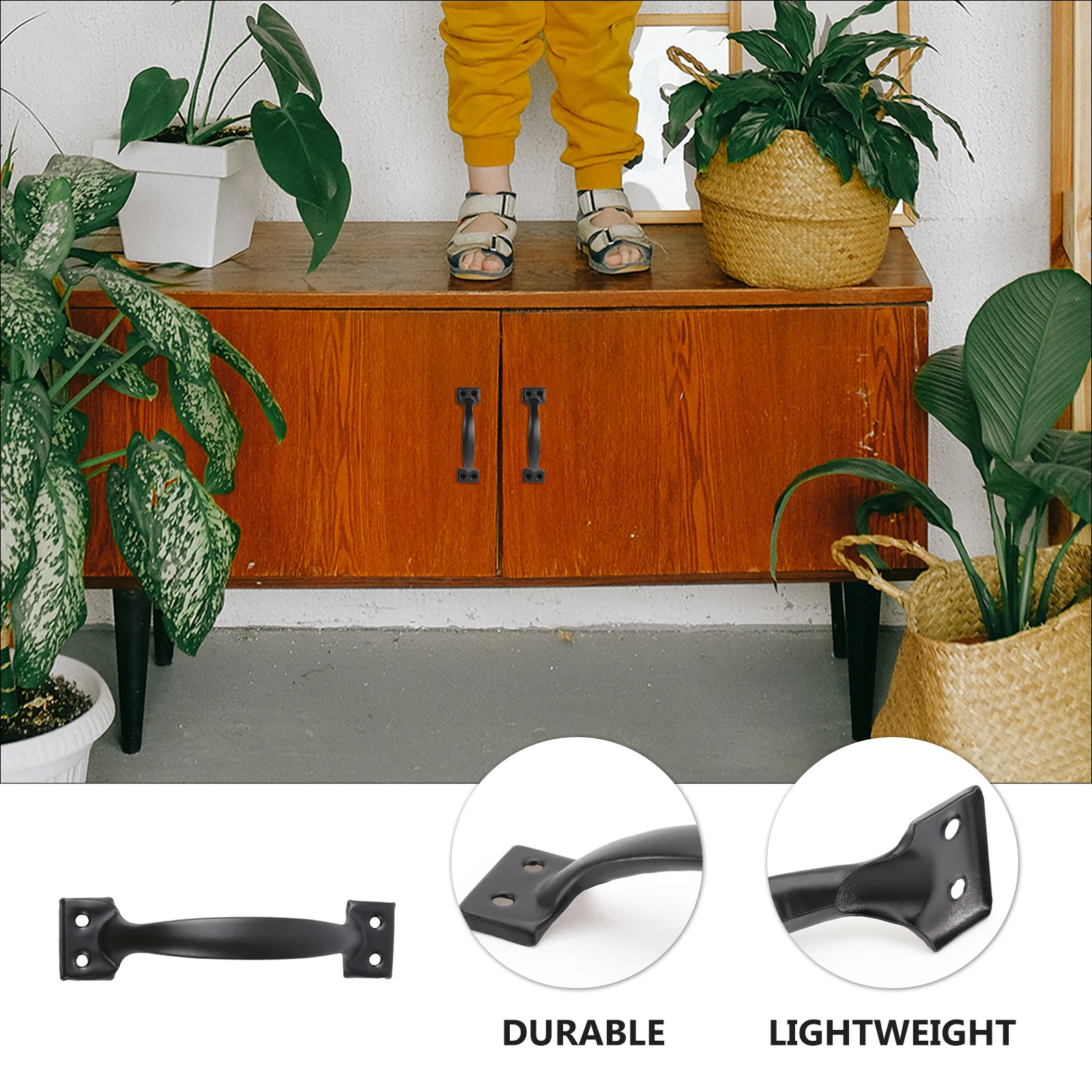 

8pc 6 Inch Black Cabinet Handle Iron Drawer Pull Simple Wardrobe Handle Durable Smooth Hardware Fittings For Home Decoration