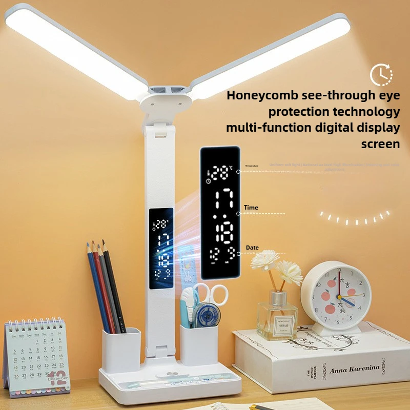 Intelligent Display Desk Lamp Multi-functional Eye Protection Dormitory Table Lamp Dual Purpose Charging Plugging Study Lamp