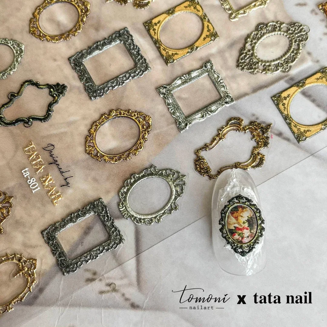 

Барокко-рамка в богемном стиле, качественные 3D гравировочные наклейки для ногтей, украшения для дизайна ногтей, наклейки для ногтей