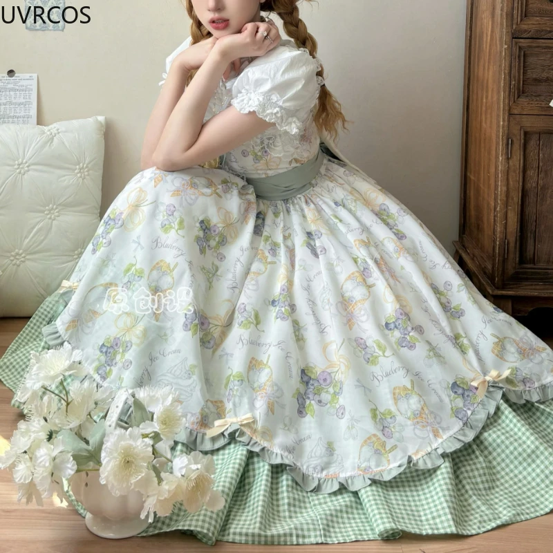 Japanese Sweet Lolita Jsk Dress Women Vintage Elegant Ruffles Lace Bow Strap Dresses Harajuku Y2k Kawaii Tea Party Mini Dresses view 3