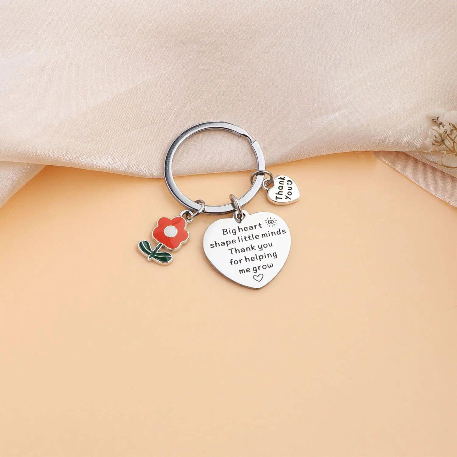 New Teacher's Day Gift Versatile Flower Love Stainless Steel Keychain Backpack Pendant Gift Wholesale