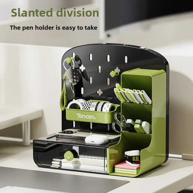 Hole Plate Storage Box Living Room Desktop Large-capacity Pen Holder Shelf, Student Bedroom High-value Plastic Storage Box