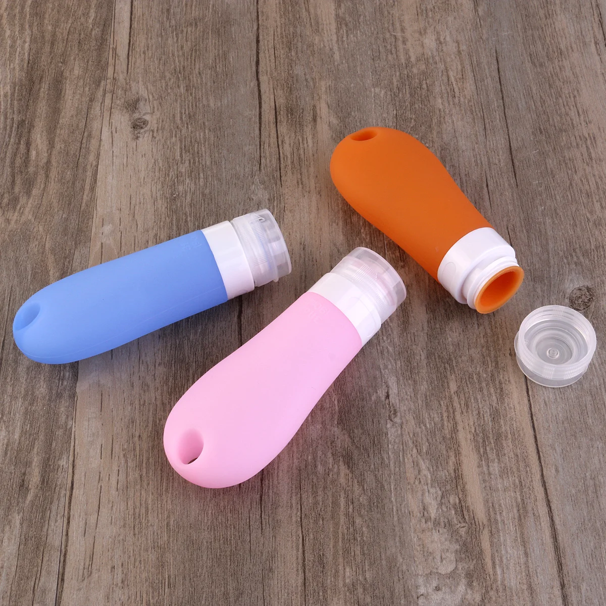 Bottiglie da viaggio da 3 pezzi Bottiglie riutilizzabili in silicone per lozione Shampoo Crema Contenitori da viaggio antigoccia ad ampia apertura Bottiglia riutilizzabile