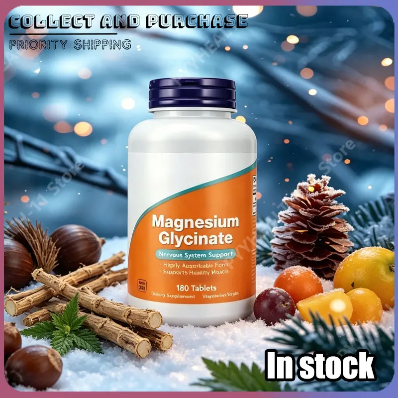 

Magnesium Glycinate Chelated Bisglycinate Dietary Supplement Gentle Daily Mineral Support for Men & Women 180 Tablets